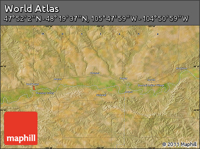 Satellite Map of the Area around 48° 5' 50" N, 105° 19' 29" W
