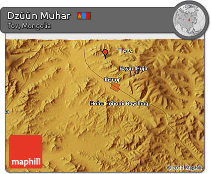 Physical 3D Map of Dzüün Muhar