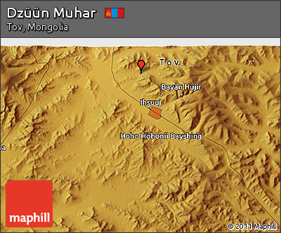 Physical 3D Map of Dzüün Muhar