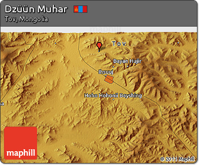 Physical 3D Map of Dzüün Muhar
