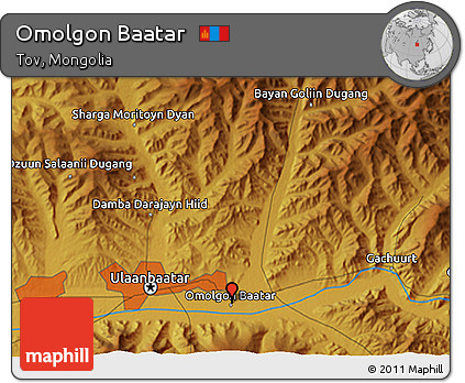 Physical 3D Map of Omolgon Baatar