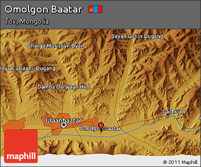 Physical 3D Map of Omolgon Baatar