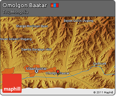 Physical 3D Map of Omolgon Baatar