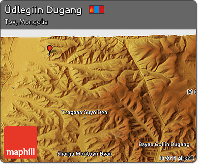 Physical 3D Map of Üdlegiin Dugang
