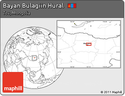 Blank Location Map of Bayan Bulagiin Hural