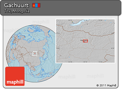 Gray Location Map of Gachuurt, hill shading
