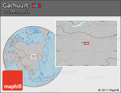 Gray Location Map of Gachuurt, hill shading