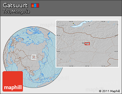 Gray Location Map of Gatsuurt, hill shading