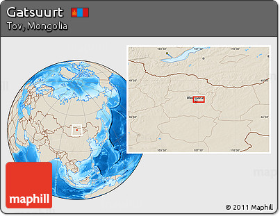 Shaded Relief Location Map of Gatsuurt