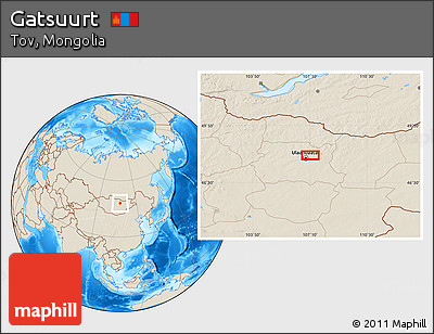 Shaded Relief Location Map of Gatsuurt