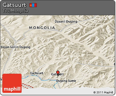 Shaded Relief Panoramic Map of Gatsuurt