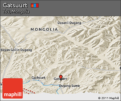 Shaded Relief Panoramic Map of Gatsuurt