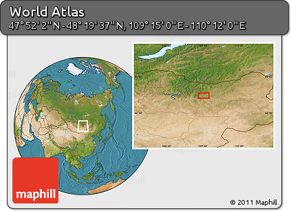Satellite Location Map of the Area around 48° 5' 50" N, 109° 43' 29" E