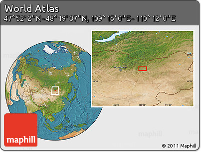 Satellite Location Map of the Area around 48° 5' 50" N, 109° 43' 29" E