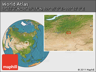 Satellite Location Map of the Area around 48° 5' 50" N, 109° 43' 29" E