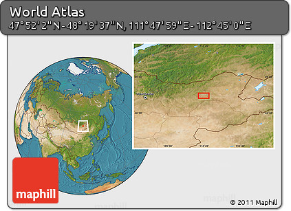 Satellite Location Map of the Area around 48° 5' 50" N, 112° 16' 30" E