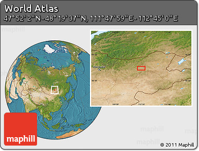 Satellite Location Map of the Area around 48° 5' 50" N, 112° 16' 30" E