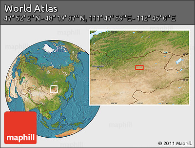 Satellite Location Map of the Area around 48° 5' 50" N, 112° 16' 30" E