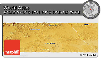 Physical Panoramic Map of the Area around 48° 5' 50" N, 112° 16' 30" E