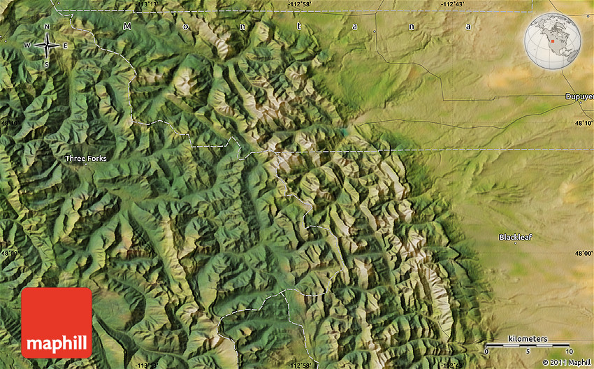 Satellite Map of Heart Butte