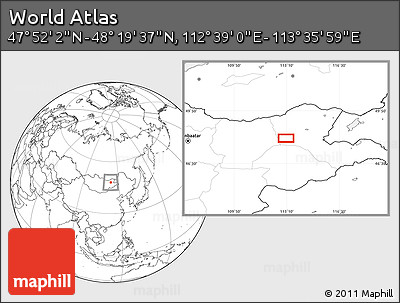 Blank Location Map of the Area around 48° 5' 50" N, 113° 7' 30" E