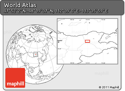 Blank Location Map of the Area around 48° 5' 50" N, 113° 7' 30" E