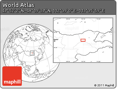 Blank Location Map of the Area around 48° 5' 50" N, 113° 7' 30" E