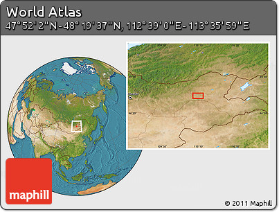 Satellite Location Map of the Area around 48° 5' 50" N, 113° 7' 30" E