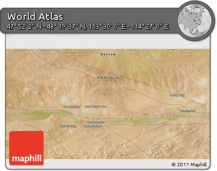 Satellite 3D Map of the Area around 48° 5' 50" N, 113° 58' 29" E