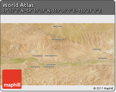 Satellite 3D Map of the Area around 48° 5' 50" N, 113° 58' 29" E