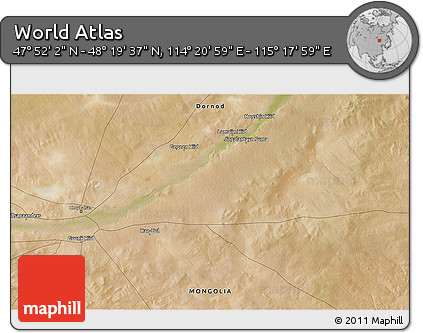 Satellite 3D Map of the Area around 48° 5' 50" N, 114° 49' 29" E