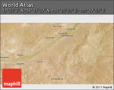 Satellite 3D Map of the Area around 48° 5' 50" N, 114° 49' 29" E