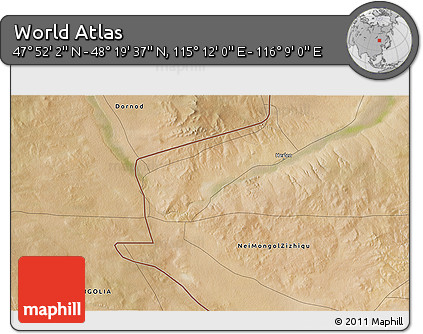 Satellite 3D Map of the Area around 48° 5' 50" N, 115° 40' 30" E