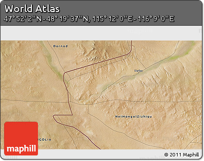 Satellite 3D Map of the Area around 48° 5' 50" N, 115° 40' 30" E