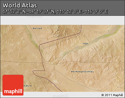 Satellite 3D Map of the Area around 48° 5' 50" N, 115° 40' 30" E