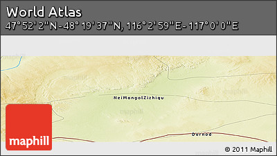 Physical Panoramic Map of the Area around 48° 5' 50" N, 116° 31' 30" E