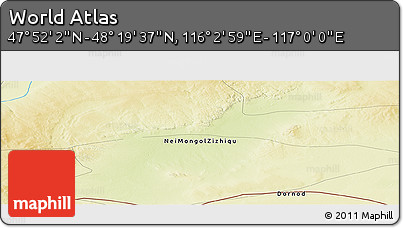 Physical Panoramic Map of the Area around 48° 5' 50" N, 116° 31' 30" E