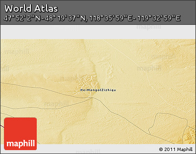 Physical 3D Map of the Area around 48° 5' 50" N, 119° 4' 29" E