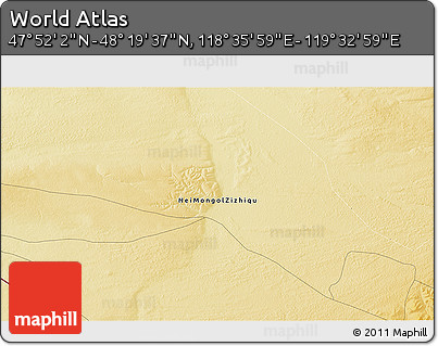 Physical 3D Map of the Area around 48° 5' 50" N, 119° 4' 29" E