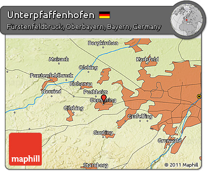 Physical 3D Map of Unterpfaffenhofen