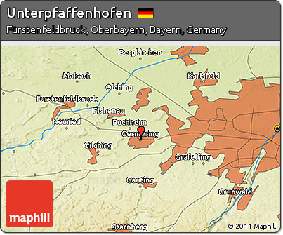 Physical 3D Map of Unterpfaffenhofen