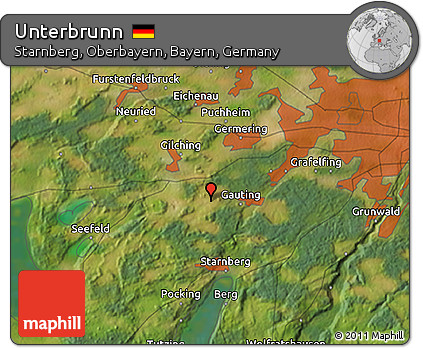 Satellite 3D Map of Unterbrunn