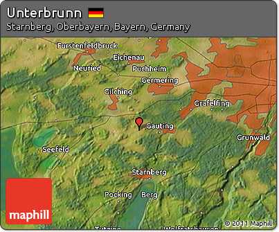 Satellite 3D Map of Unterbrunn