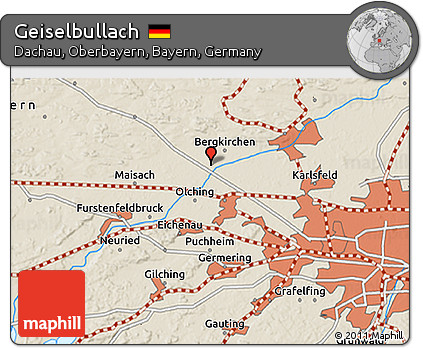 Shaded Relief 3D Map of Geiselbullach