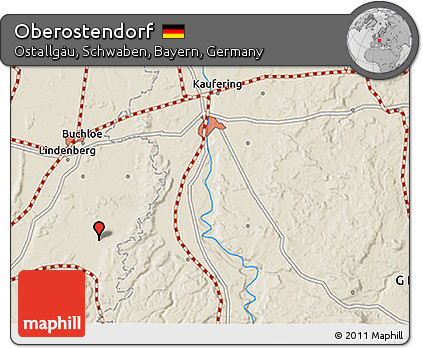 Shaded Relief 3D Map of Oberostendorf