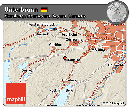 Shaded Relief 3D Map of Unterbrunn