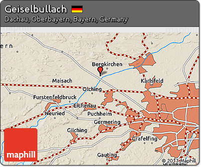 Shaded Relief 3D Map of Geiselbullach