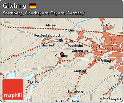 Shaded Relief 3D Map of Gilching