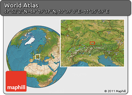 Satellite Location Map of the Area around 48° 5' 50" N, 11° 7' 30" E