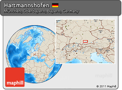 Shaded Relief Location Map of Hartmannshofen
